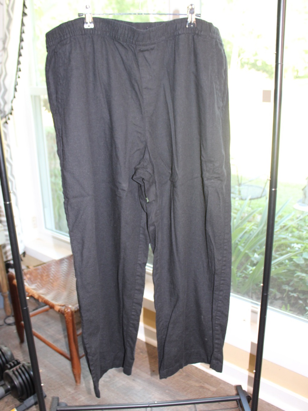Old Navy Black Linen Blend Pull-On Pants | Women’s Large | Wide Leg